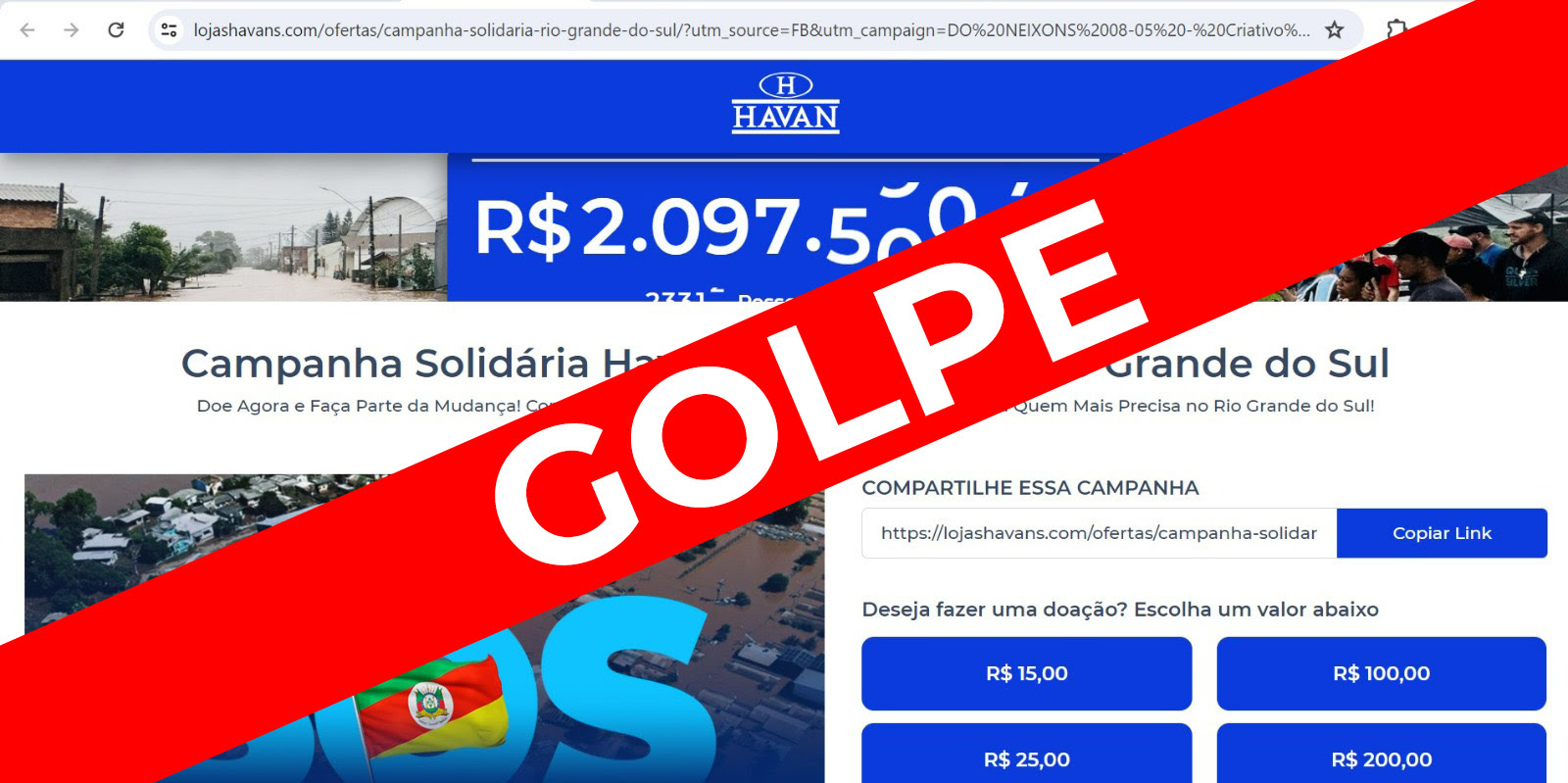 Golpistas se aproveitam da tragédia no Rio Grande do Sul para enganar pessoas