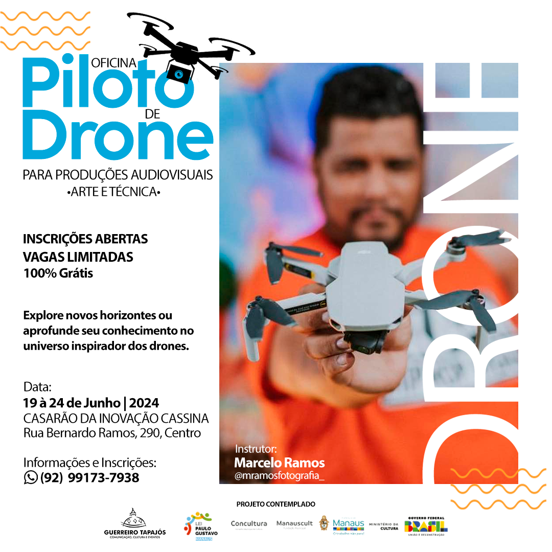 Arte e tecnologia: projeto premiado em edital da Manauscult oferece aulas grátis sobre uso de drone  